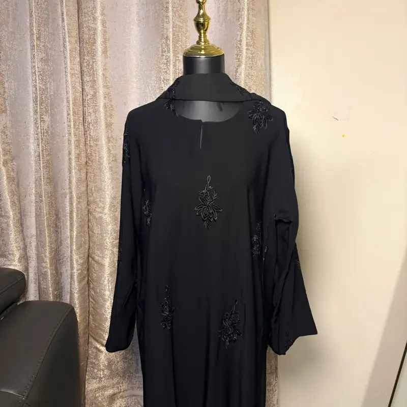 Tulip Embroidered Beaded Abaya