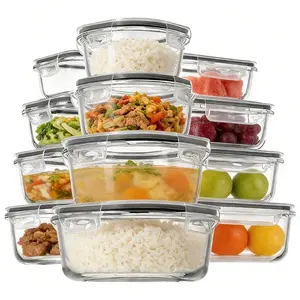 Glass Food Storage Containers Airtight Lids 12 Pack,Practical Office Lunch Meal Prep Jars,BPA Free All Appliance Safe