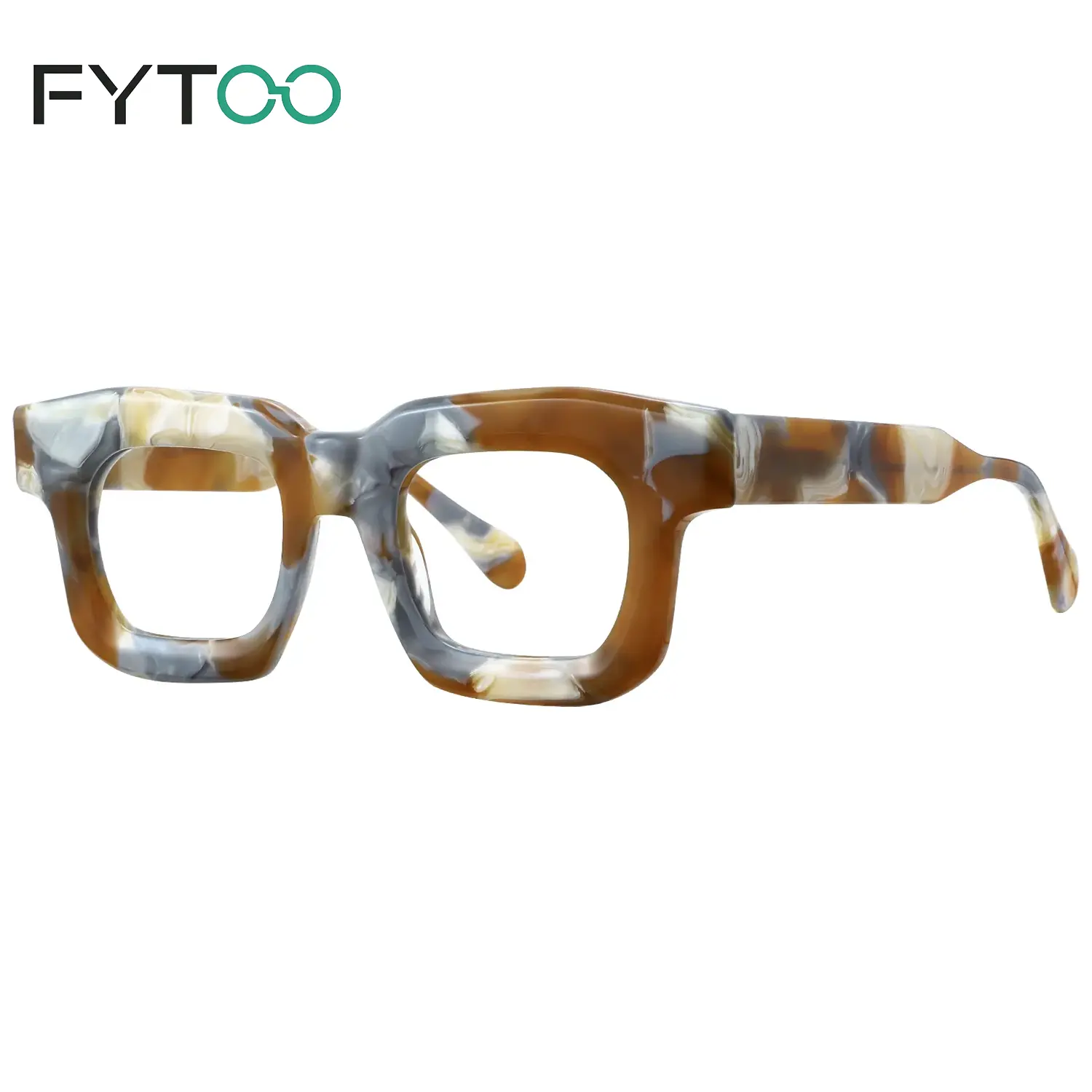 FYTOO Retro Thick Rim Wide Frame Non-Prescription Eyeglass Frames - Square, Round, Oval Fashion Styles for Men and Women Daily Decor, Wide Frame Non-Prescription Glasses