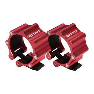 RitFit 2-Inch Barbell Collars, Aluminum Quick Release Clamps with Non-Slip Pads (Pair)