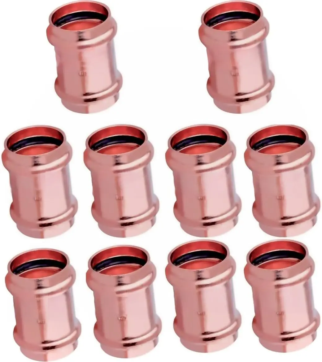 (10Pcs)  1/2 Copper Press Coupling Fittings w/Stop,Propress  Copper Fitting,ProPress Press Fitting Connection NSF,cUPC certified,Residential,Commercial