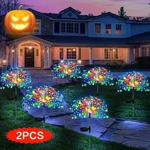 [2pcs Solar Firework Lights] 2pcs Solar Firework Lights, Multi-Color 60/90/120/200 LED Landscape Lights | 8 Lighting Modes, Outdoor Decoration for Halloween, Weddings, and Christmas yulong  shop