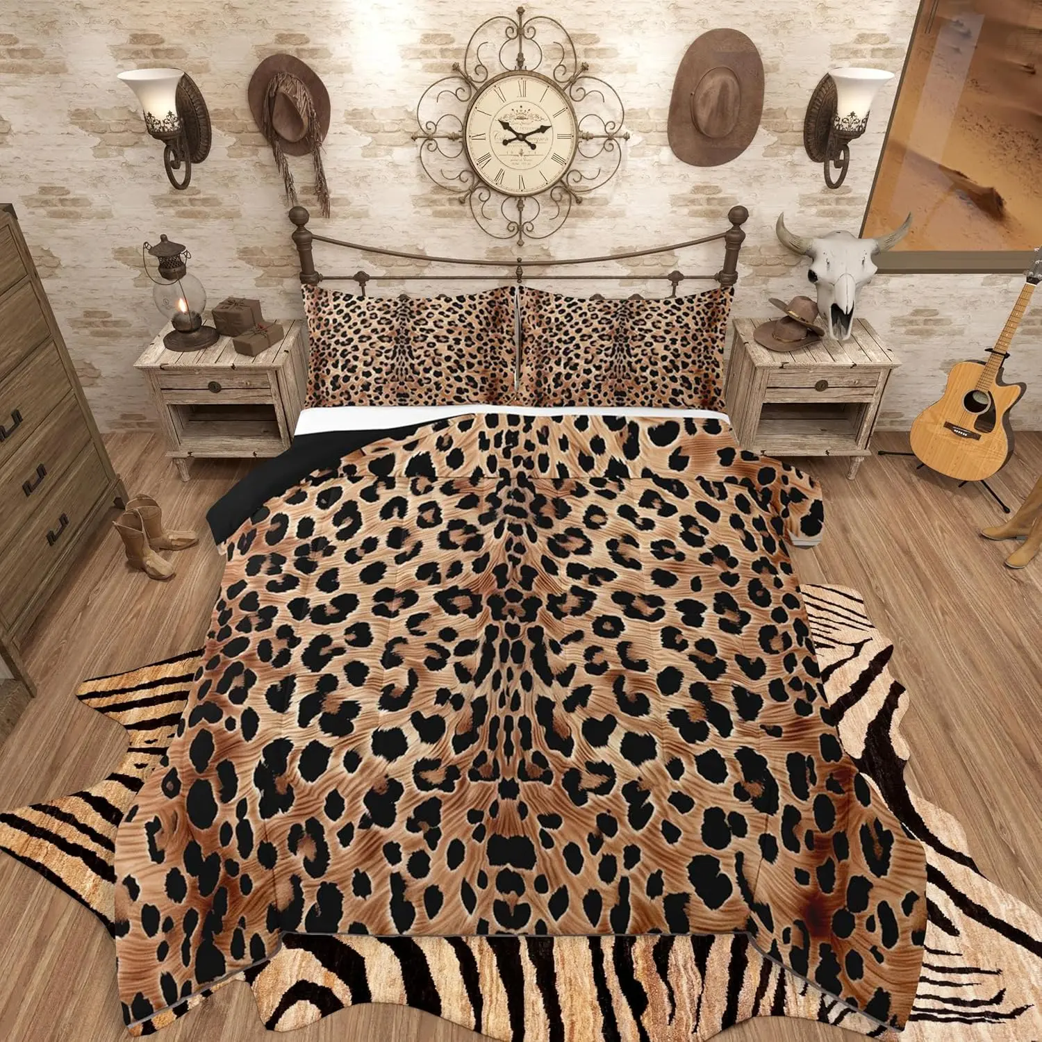 Leopard Comforter Set Cheetah Bedding Set Animal Print Duvet Quilt Bedroom Safari Decor Ultra Soft Breathable
