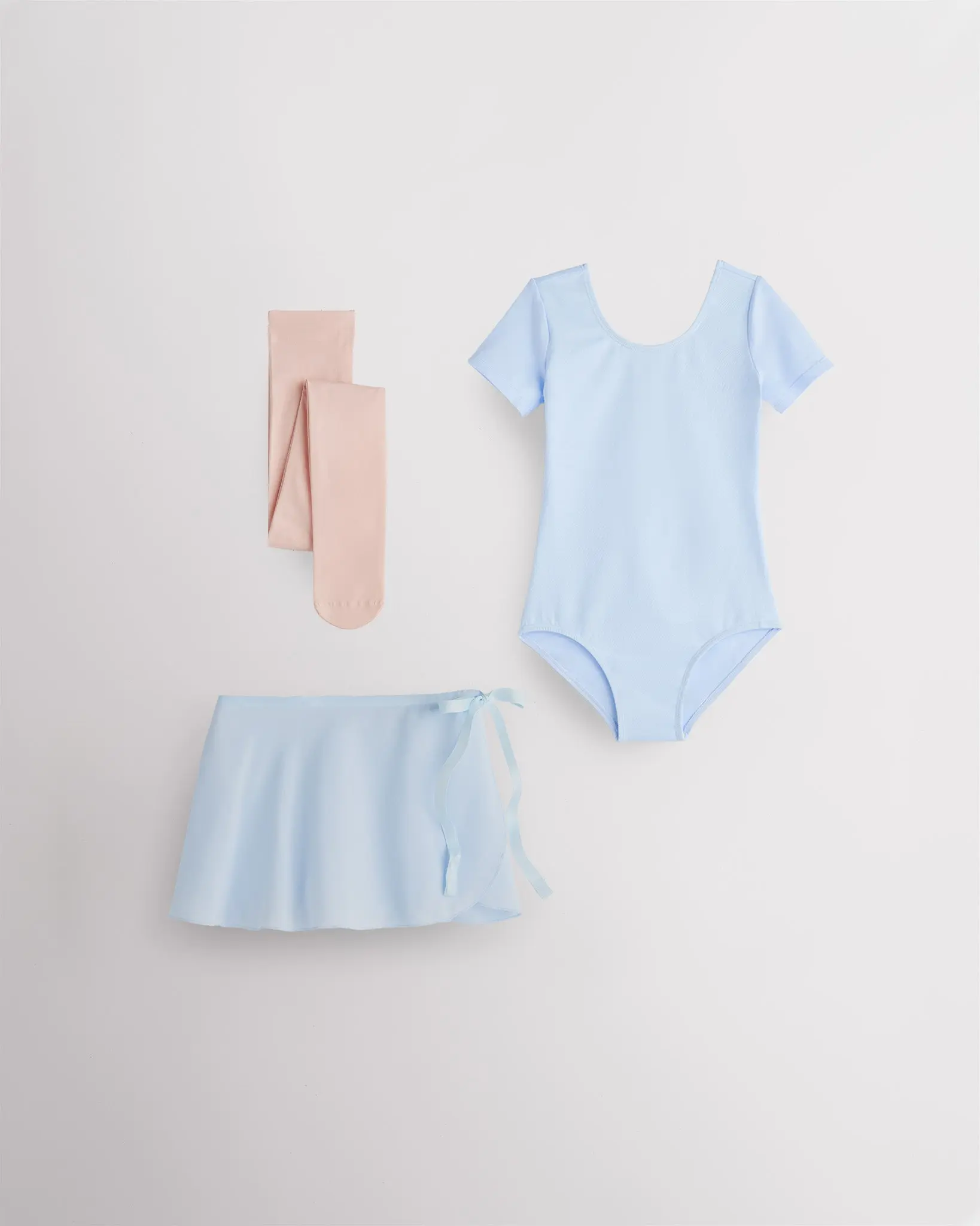 Girls 3-Piece Ballerina Dance Kit with Soft Cotton Leotard, Chiffon Tie Skirt and Tights for Ballet Class, All-In-One Ensemble
