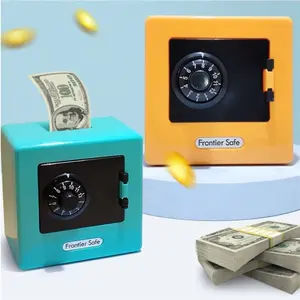 Frontier Safe Mini Bank Money Box Retro ATM with Password Lock & Automatic Bill Feeder Creative Savings Tool for Kids & Office Decor