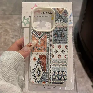 Ethnic Retro Pattern Suitable for TPU Case iPhone 16 Pro Max/14/16/15/13P/12/11 Durable Shockproof Protective Cover, Simple and Stylish Design, Perfect Holiday Gift, Multiple Models Available