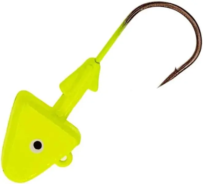 Sanhu Shad Jig Heads 2oz Size 6/0 10 Packs 20 Pieces Chartreuse for Soft Plastic Swimbaits Heavy-Duty Mustad Hooks Ideal for Saltwater Gamefish & Inshore Fishing