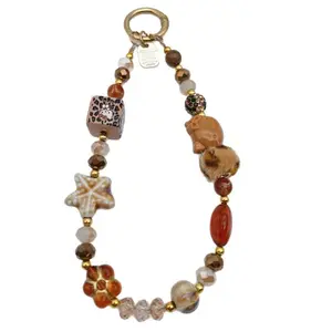 1PC INS Retro Leopard Print Starfish & Hello Kitty Phone Charm, DIY Wrist Chain, CCD Camera & Keychain Bag Pendant