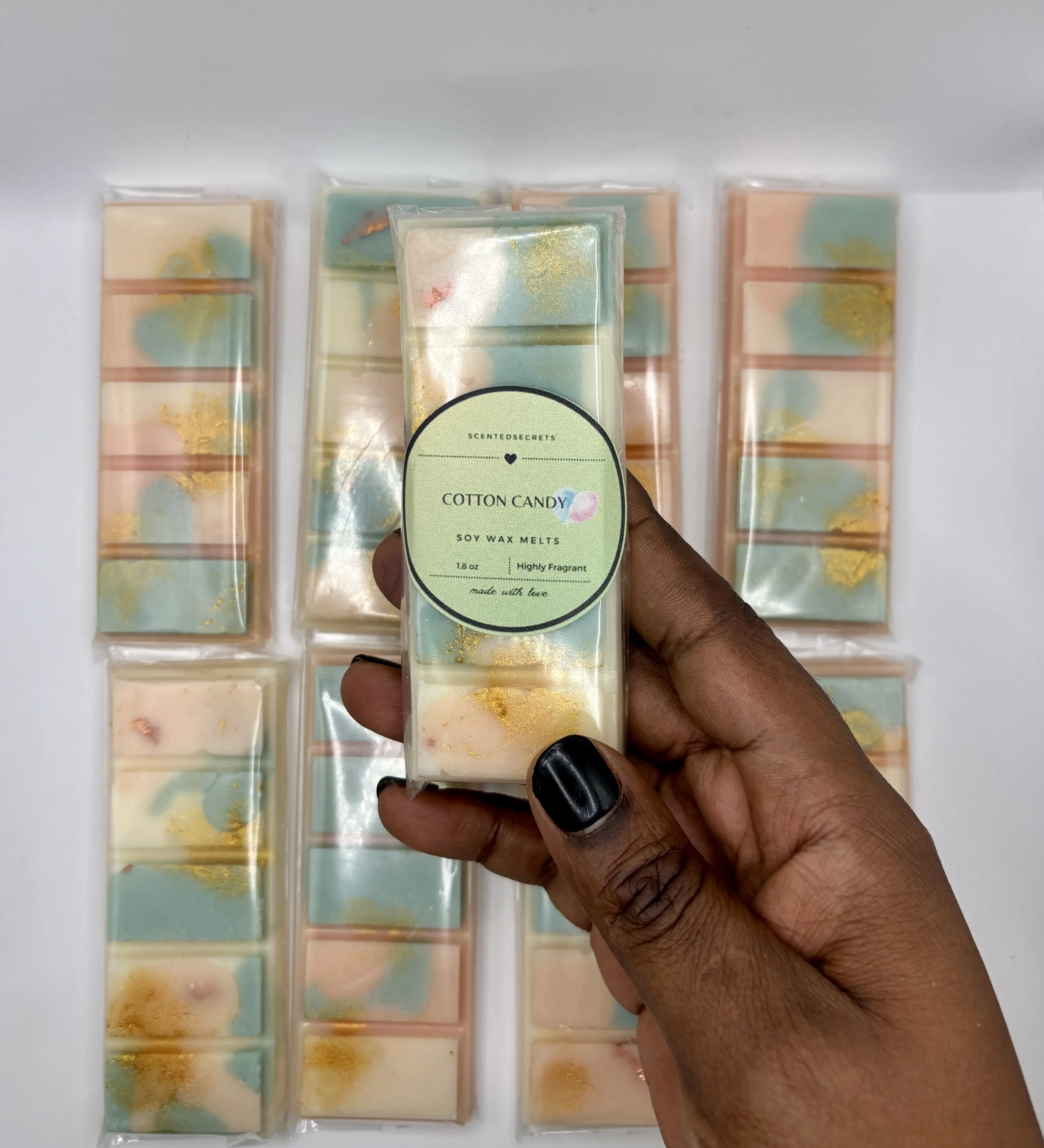 Luxury Wax Melt Snap Bars - 1.8 oz Premium Soy Wax - Non-Toxic Aroma Candle - Perfect for Home Fragrance - Choose from 22 Scents - Cotton Candy Scent