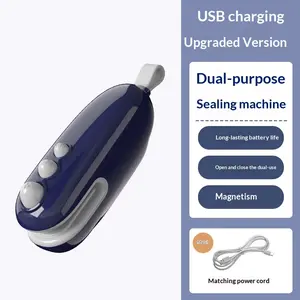2 in 1 Mini Sealer and Cutter, Portable USB Rechargeable Snack Sealing Machine, Handheld Heat Seal Device for Food Preservation Handled kitchen gadgets Vacuum Seal Bag