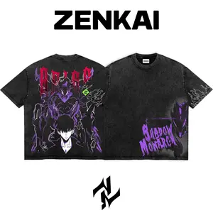 Limited Shadow Monarch: The Arise Command Solo Leveling Graphic Tee Double Sided Print Oversized Acid-Washed Heavyweight Cotton T-Shirt – Unisex Anime Manga Tee, Perfect Gift for Anime Fans and Lovers Menswear Tops