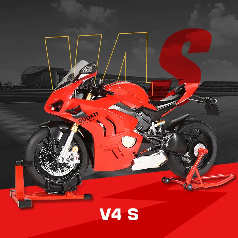 1:6 Scale V4s Aluminum Motorcycle Model, Lightweight Sound Smoke Effects, Die-Cast Metal Toy, Ideal for Collectors and Men as Gifts