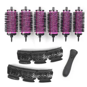 Round Hair Brush Set with Detachable Barrels Styling Tool,Round Hair Brush for Blow Drying with 6 Barrels 1 Handle 6 Clips,3 Different Hair Rollers