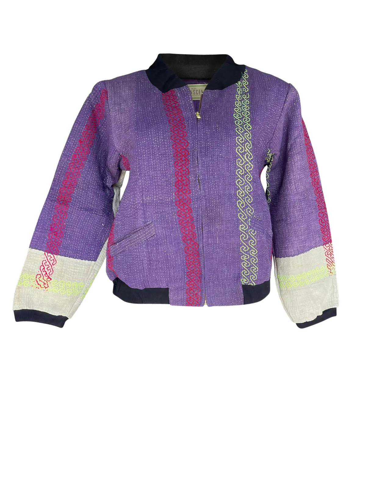 NADIA BOMBER JACKET - Vintage Kantha - Purple