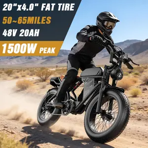 PikaBike Electric Bike for Adults, Peak Power 1500W, 30MPH 65Mile Range,48V 20AH Battery,  20"×4.0" Fat Tires Electric Mountain Bike for Snow, Sand, Full Suspension, NFC & Password Unlock, 7 Speed Electric Dirt Bike