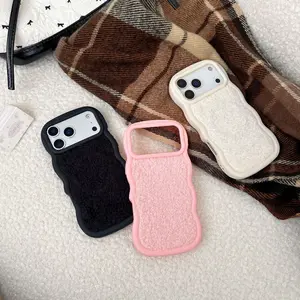 Wavy Edge Winter Plush Phone Case Cover Protector For iPhone 17 16 15 14 13 12 11 Pro Max with Air Cushion Soft Edge Shockproof Protection