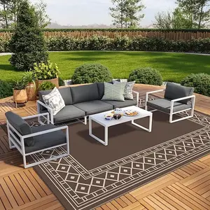 Waterproof summer essential Outdoor Area Rug, Foldable & Reversible Plastic Straw Mat for Patio, RV, Travel Trailer, Deck, Porch, Balcony, Picnic, Beach, Camper