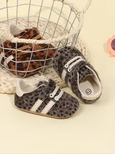 Boys Leopard Print Cloth Slip-On Sneakers, Anti-Slip Casual Sports Shoes for Babies, Cute Walking Shoes for Spring & Fall, Baby Walking Shoes