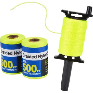 3 Roll Mason Line String Line - #18 Braided Nylon String - 500 Ft Length - Nylon with Reloadable Line Reel Twine for Gardening Or Masonry Tools - Perfect Construction String (Yellow)