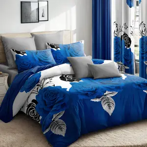 9 Piece Bedding Set with Bamboo Rose Botanical Pattern for Farmhouse Bedroom Dorm Room Home Decor Ultra Soft Durable Microfiber Queen King Full Size Cozy Comfort Christmas Gift