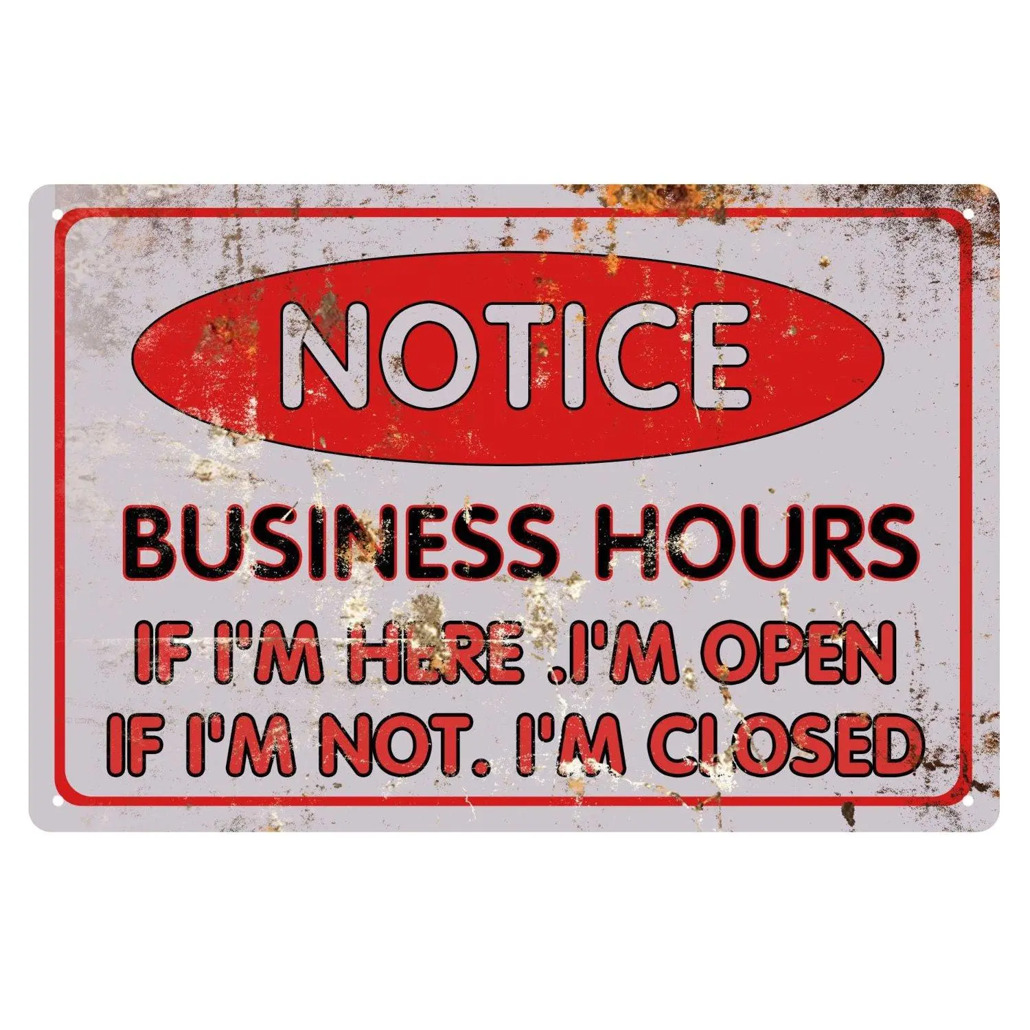 Prints Humorous Business Hours Tin Retro Funny Shop Creative Open Closed Sign for Store Cafe Home and Business Decorative Metal Wall Art