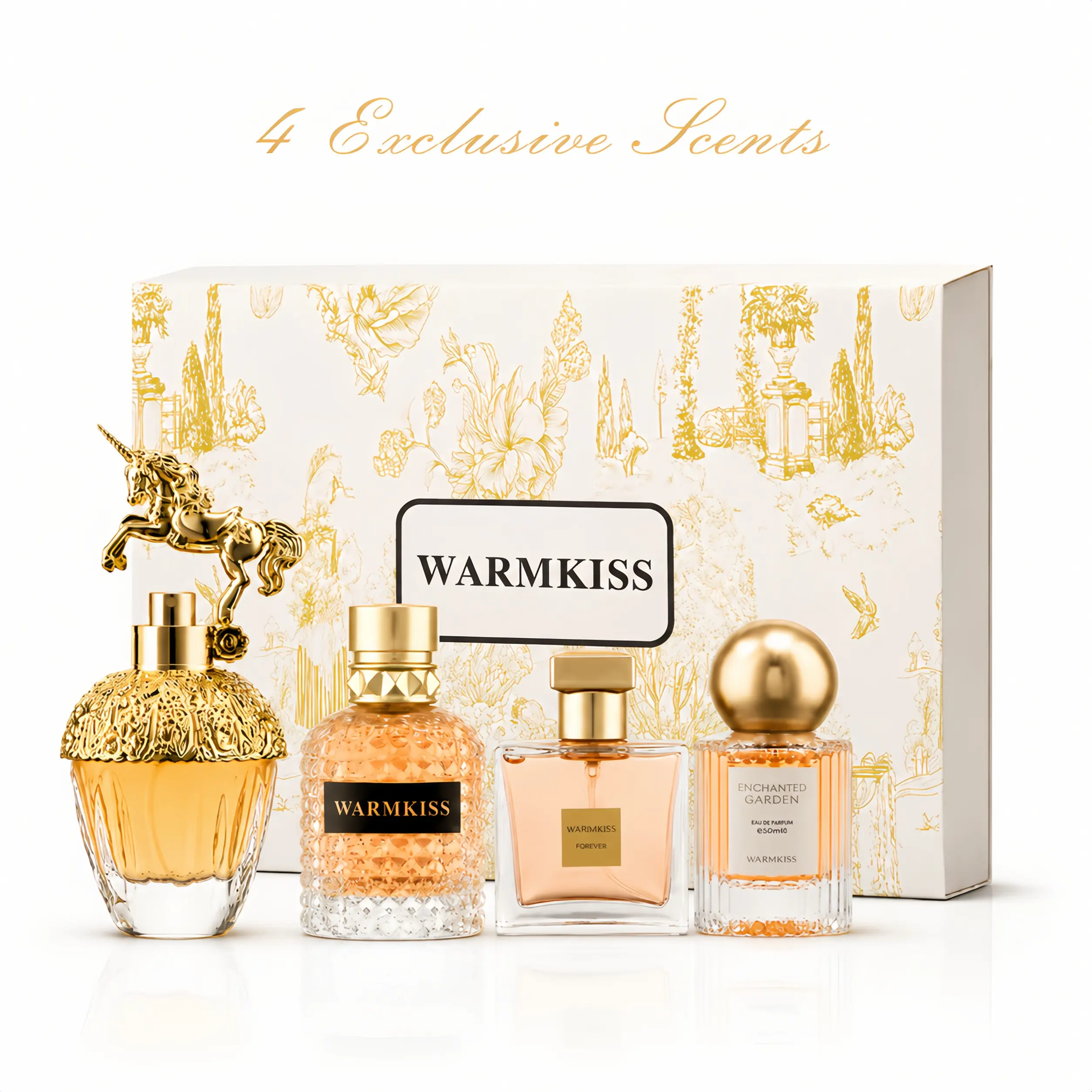 warmkiss woman perfume set - 4 Scents- 50ml+30ml*2+25ml -Floral & Fresh Notes-   long-lasting   perfumes - mini perfumes- perfect birthday gift - perfect gift -ScentedFragrance Set - 4-piece luxury fragrancecollection