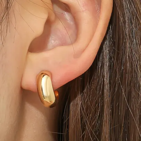 C-shaped Earrings (1 Pair) for Women, Casual Style Earrings, Copper Crafted Fashion Jewelry for Party, Daily Wear, Daily Clothing Decor, Clip-on Earrings for Non-pierced Ears, Non Piercing Earrings Jewelry for Birthday Gift