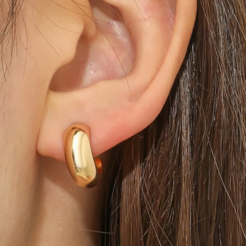 C-shaped Earrings (1 Pair) for Women, Casual Style Earrings, Copper Crafted Fashion Jewelry for Party, Daily Wear, Daily Clothing Decor, Clip-on Earrings for Non-pierced Ears, Non Piercing Earrings Jewelry for Birthday Gift