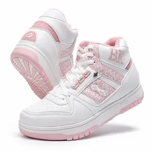 British Knights Women's High Top Sneakers White Pink Retro Casual Shoes for Daily Wear Comfortable Retro Streetwear Shoes summer vibes All Season Wear Memorial Day Weekend Casual