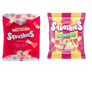 Smarties Squashies and Squashies Drumstick - Rhuhbarb and Crustard Flavor Candies ( 2 PACK)