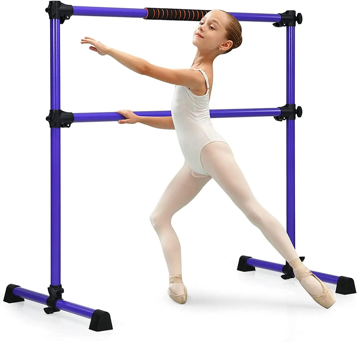 Costzon Portable Ballet Barre, 4Ft Freestanding Double Ballet Bar with Adjustab
