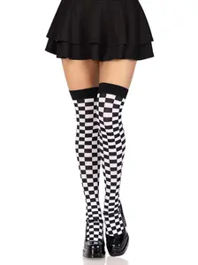 Women's Poppy Checkerboard Thigh-High Socks, Halloween Costume Accessory, Soft Fabric Leg Wear