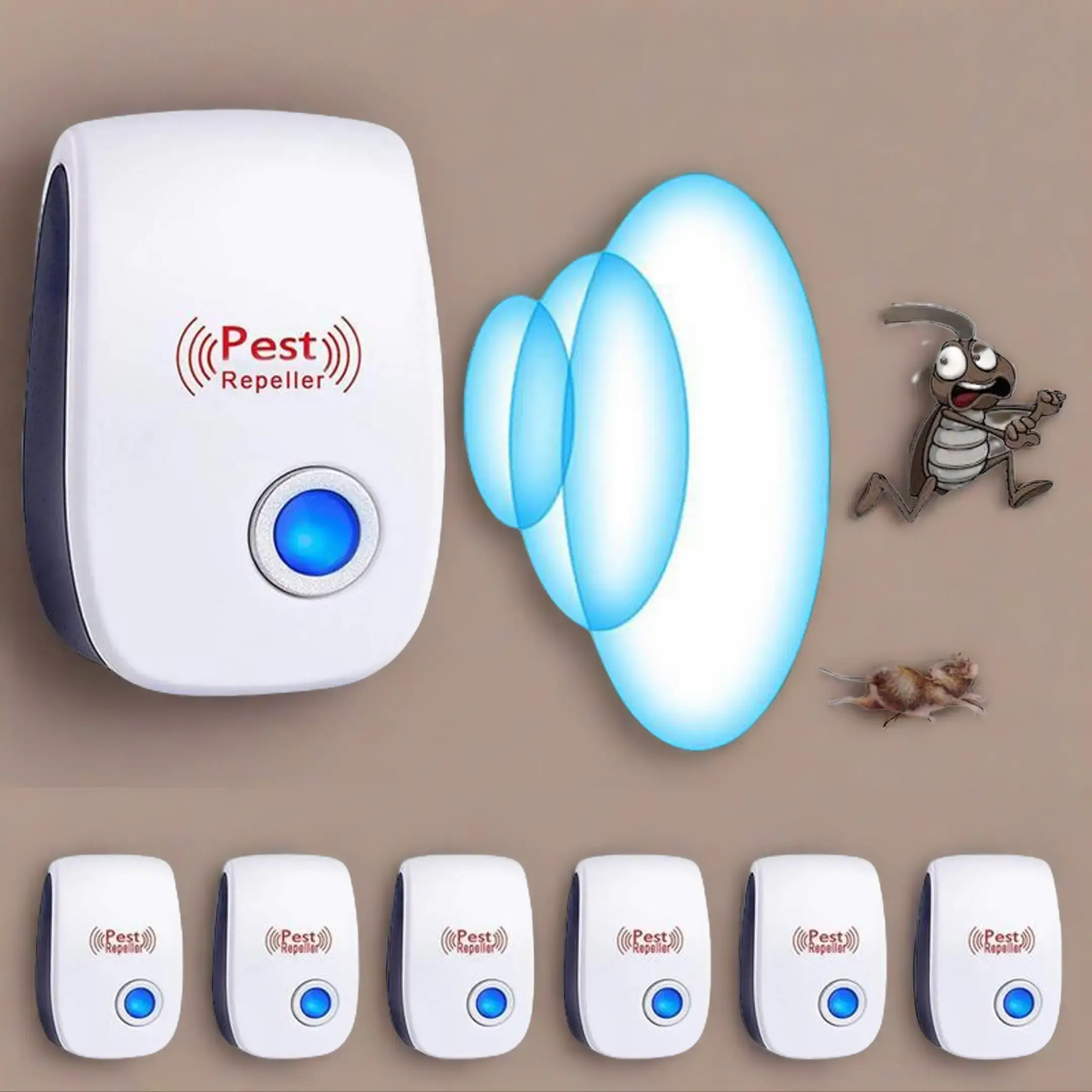 6-Pack High-Efficiency Ultrasonic Pest Control Repeller with Tick & Pest Control Electronic Mosquito Killers, Plug-In Dual-Mode Indoor Appliance for House,Garage,Warehouse,Safe for Pregnant Women,Children to Repel Roaches,Spiders,Ants,Mice,Bedbugs,Fleas
