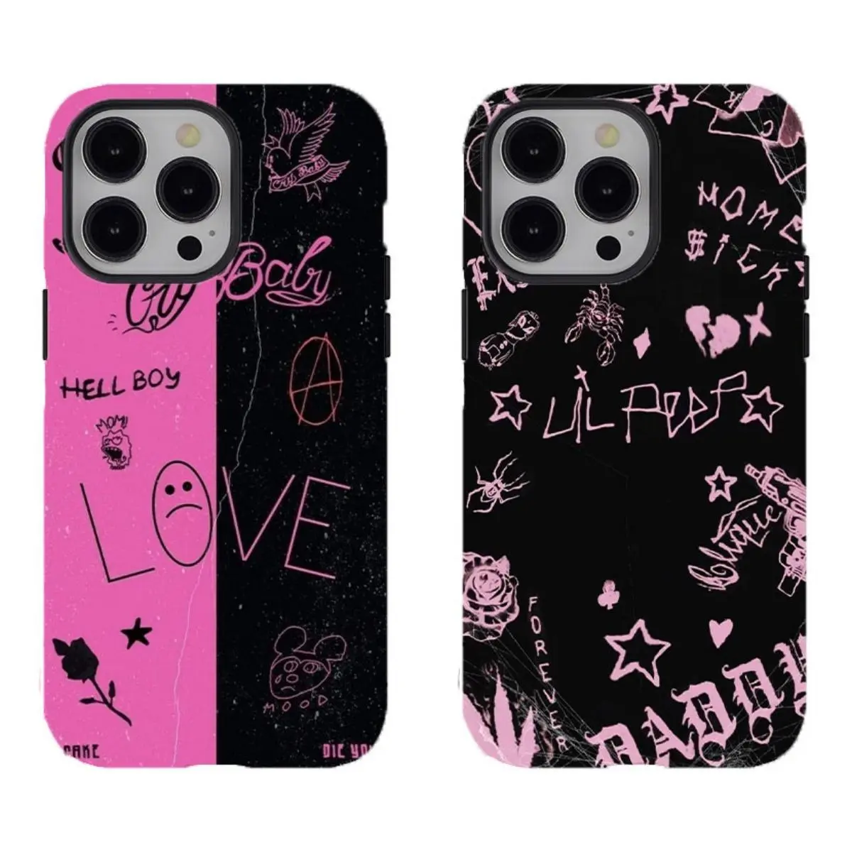 Lil Peep Dark Punk Phone Case Trendy Tough Phone Case Compatible for iPhone 17Promax 16 15 14 13 12 11 and for Samsung S21-S25 Perfect Gift for Fans Her/Him for Rap Lovers Shockproof Protector Protection