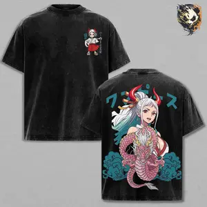 Washed Tee – One Piece Anime T-Shirt, Child of Kaido Self Proclaimed Kozuki Oden Freedom Seeker Warrior Princess Oni Heritage Strong Female Legacy Vintage Streetwear 90s graphic good tees Casual American Short Sleeve Unisex T-shirt,Gym & Streetwear