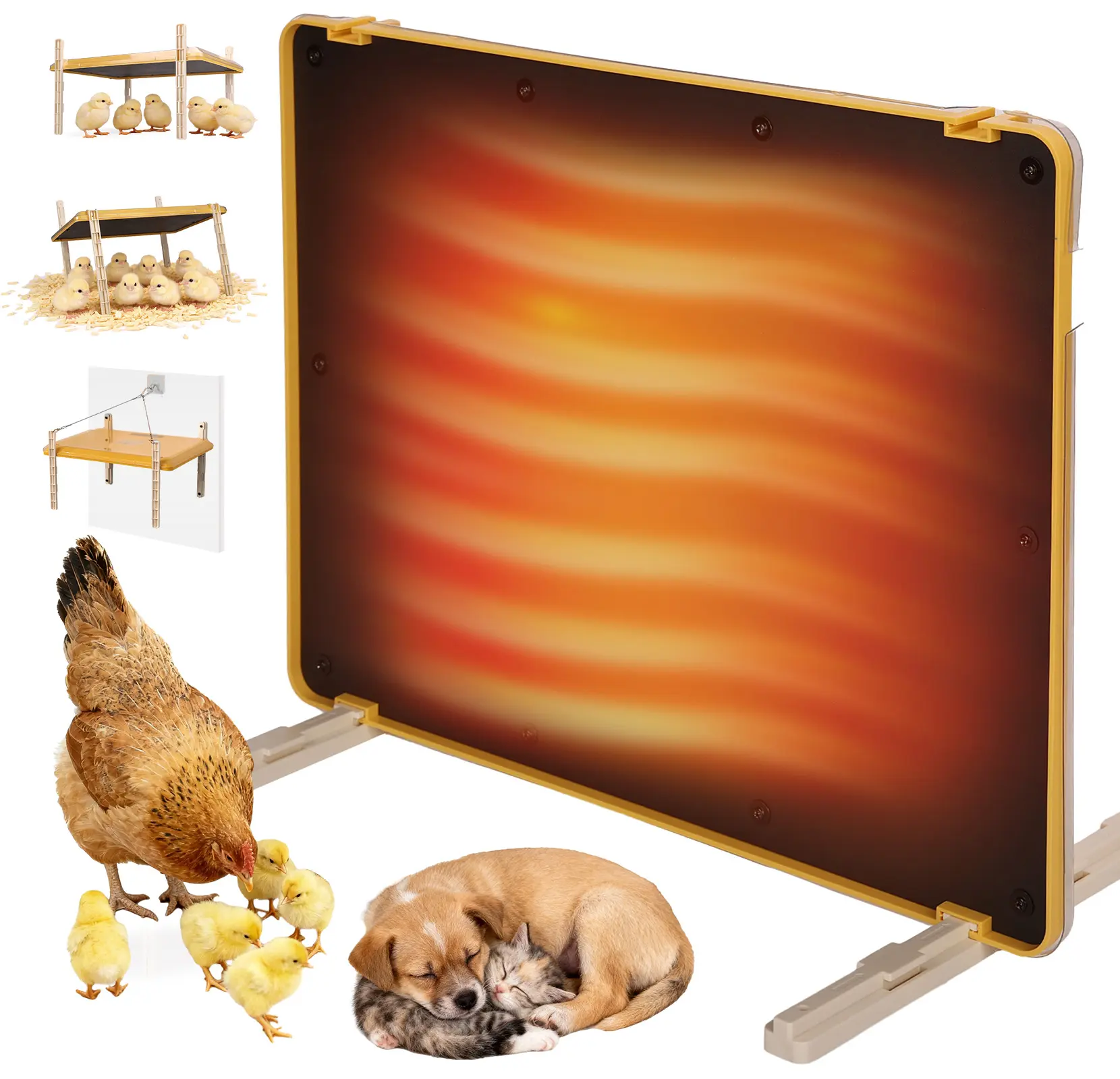 PawGiant Chicken Coop Heater, Pet Heating Plate, 16" x 12" Warmer Brooder Heater for Baby Chicks Pets with Adjustable Height and Angle, Cat Puppy Dog House Heater