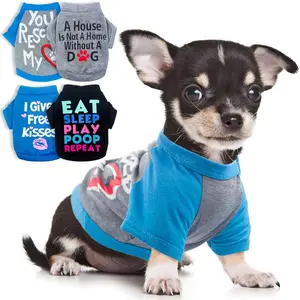4-Piece Pet Clothing Set - Cute Puppy Thin T-Shirt Set, Yorkshire Terrier Costume, Small Dog Men's Yorkie Tea Cup Chihuahua Fabric Shirt for Spring and Summer