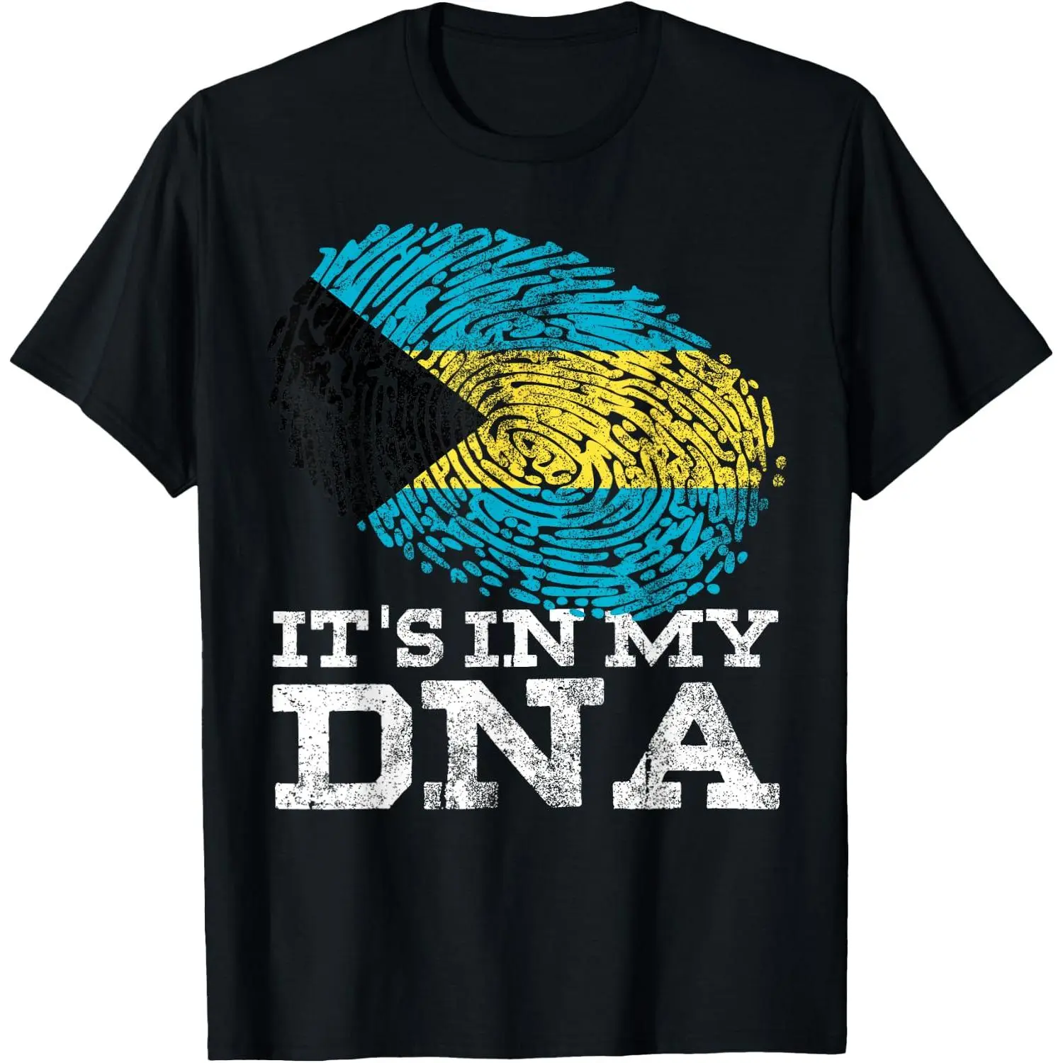 100% Cotton It's In My DNA Bahamian Gifts Fingerprint Proud Bahamas Flag T-Shirt