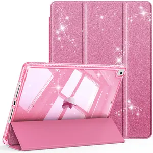 Fintie Slim Sparkly Case for iPad 9th/8th/7th Gen 10.2" - Glittery Design with Clear Back, Auto-Wake/Sleep, Built-in Pencil Slot, Tint Tablet Cover