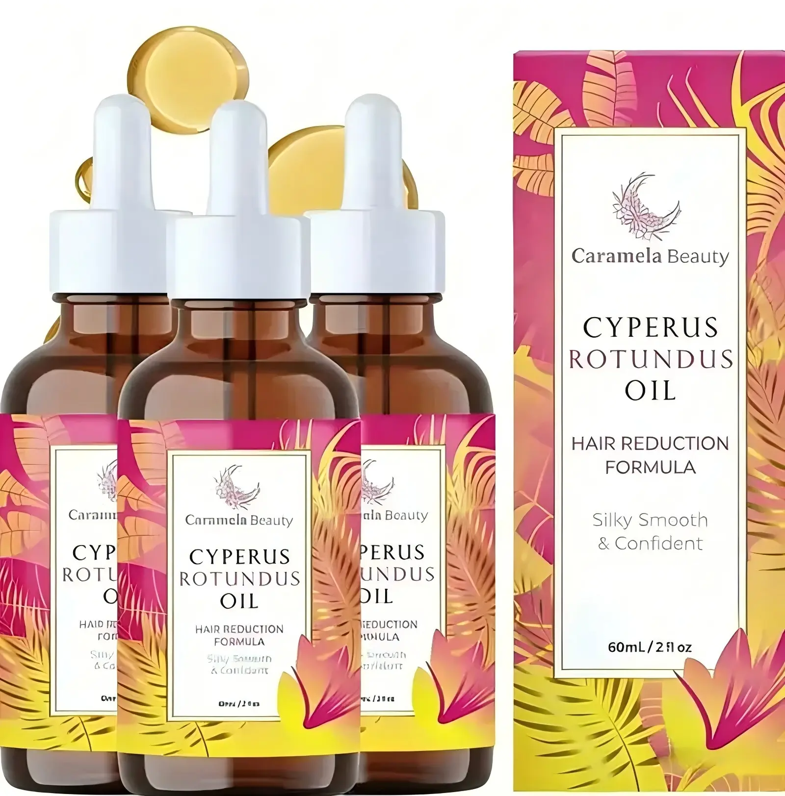 Caramela Beauty Cyperus Rotundus Oil 2oz | Natural Hair Reduction & Smoothing Oil, 60ml