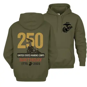 USMC 250th Anniversary Hoodie – United States Marine Corps Birthday 1775–2025 Hoodie, USMC 250th Birthday Hoodie, Honor the Marines, United States Marine Corps Commemorative Hoodie.