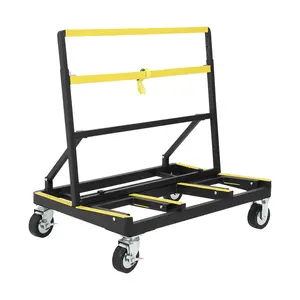 Heavy Duty Folding Drywall Panel Cart with Rubber Swivel Casters, 2200 LBS Capacity Extendable Panel Dolly for Drywall Plywood Glass Sheetrock Lumber, Foldable Panel Truck with Brakes for Jobsite Warehouse Transport