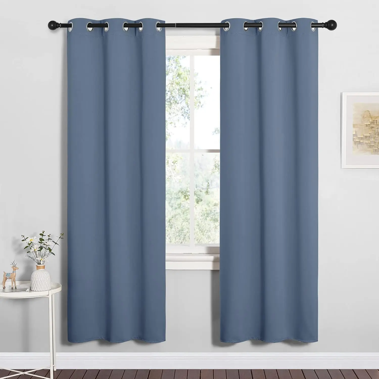 NICETOWN Blackout Curtains for Bedroom, Home Decoration Thermal Insulated Noise Reducing Curtains & Drapes for Boys Room, Privacy Panels (Stone Blue, 34" Wide by 72" Long)