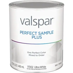 Valspar 028.0017002.004 Interior Latex Satin Ultra Paint Sample, White, Latex Base, Satin Finish, Automotive & Motorcycle Paint Care Product, Interior Paint