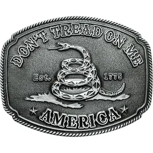 Men’s Western Belt Buckles — Cowboy Style, American Patriotic Design, Rattlesnake