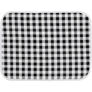 Buffalo Plaid Check Dish Drying Mat Set of 2 Black - 16x18 Inches,  Top Cover Absorbent Dish-Drying Mats For Sink, Dishwasher | Foldable Kitchen Countertop Protector Dishes Pad