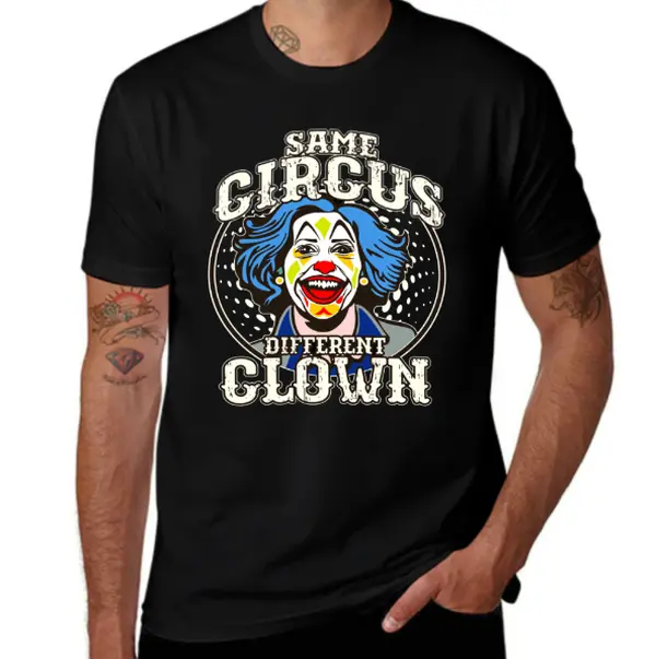 Men's Classic Cotton Short-Sleeve Casual Fashion T-Shirt, "Same Circus Different Clown" Graphic Clothes, Shortsleeve, Menswear