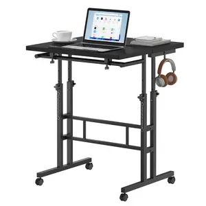 Small Standing Desk with Wheels, Mobile Stand Up Desk, Portable Standing Table on Wheels for Walking Pad, Rolling Computer Desk Adjustable Height, Tall Table Separate-top rotating standing desk, manually adjustable-height wheeled mobile worktable