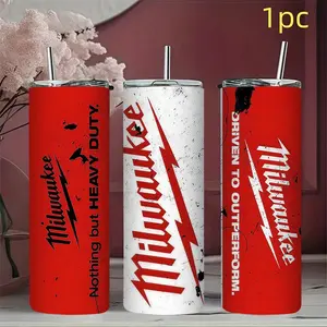 1pc 17oz/17.5oz/20oz/22oz/26oz/30oz/30.5oz/32oz/33oz/40oz stainless steel insulated mug –  reusable, hand wash only, Milwaukee power tools，suitable for the office, camping, or holidays (Christmas, Halloween, Thanksgiving, Valentine's Day, graduation).