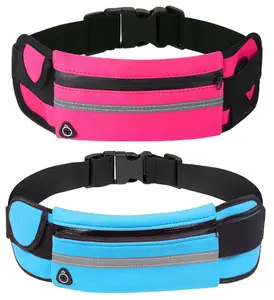 2 PCS Multi-Functional Running Belt Adjustable Sports Waist Bag for Women and Men Anti-theft Invisible Waist Bag Waterproof Fanny Pack with Water Bottle Strap and Earphone Hole for Running Cycling Hiking